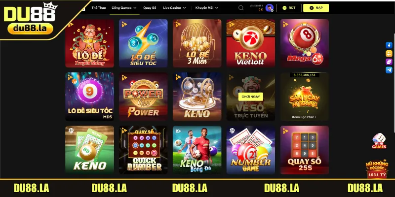 Tổng hợp các thể loại xổ số DU88 đỉnh nhất 2025